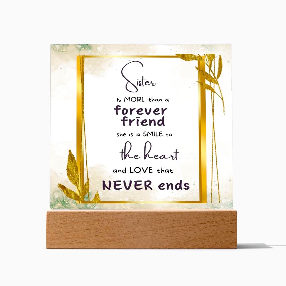 Square Acrylic Plaque With LED Wooden Base